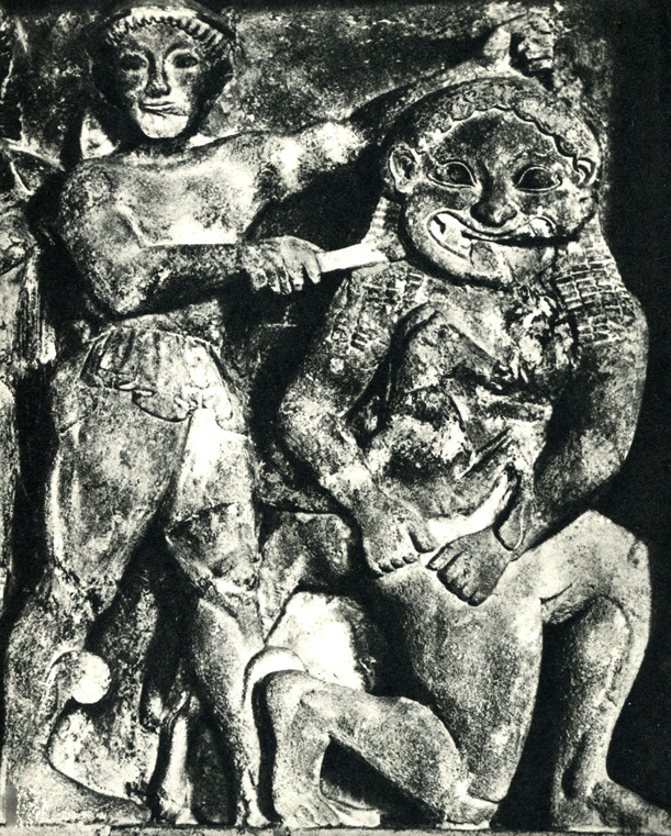 10. Персей и Медуза. Рельеф храма в Селинунте. Известняк. VII-VI вв. до н. э. Фрагмент