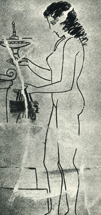 19. Девушка у гробницы. Роспись белого лекифа. Третья четверть V в. до н. э