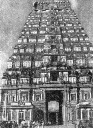Канчипурам Надвратная башня (гопурам) индусского храма