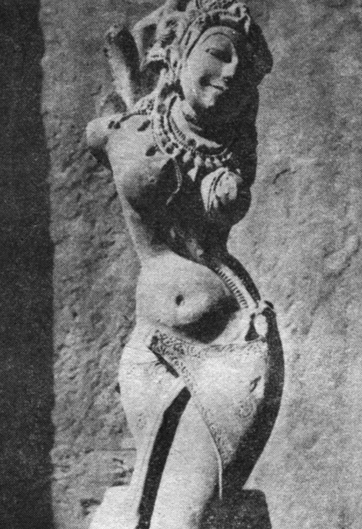 Богиня растительного царства (штат Мадхья-Прадеш, X в.). Одежда - маленькая юбочка- запашка, характерная для местных племен вплоть до XX в.