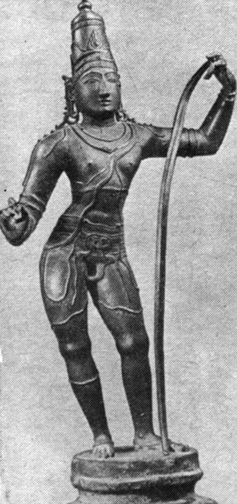 Изображение героя эпоса 'Рамаяна' Рамы, седьмой аватары Вишну (Южноиндийская бронза, XII в.)